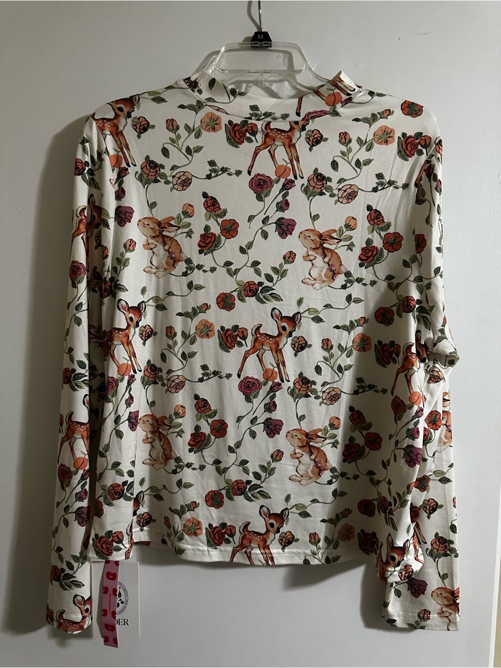 Cider Cream Floral & Fawn Mock Neck Long Sleeve Top